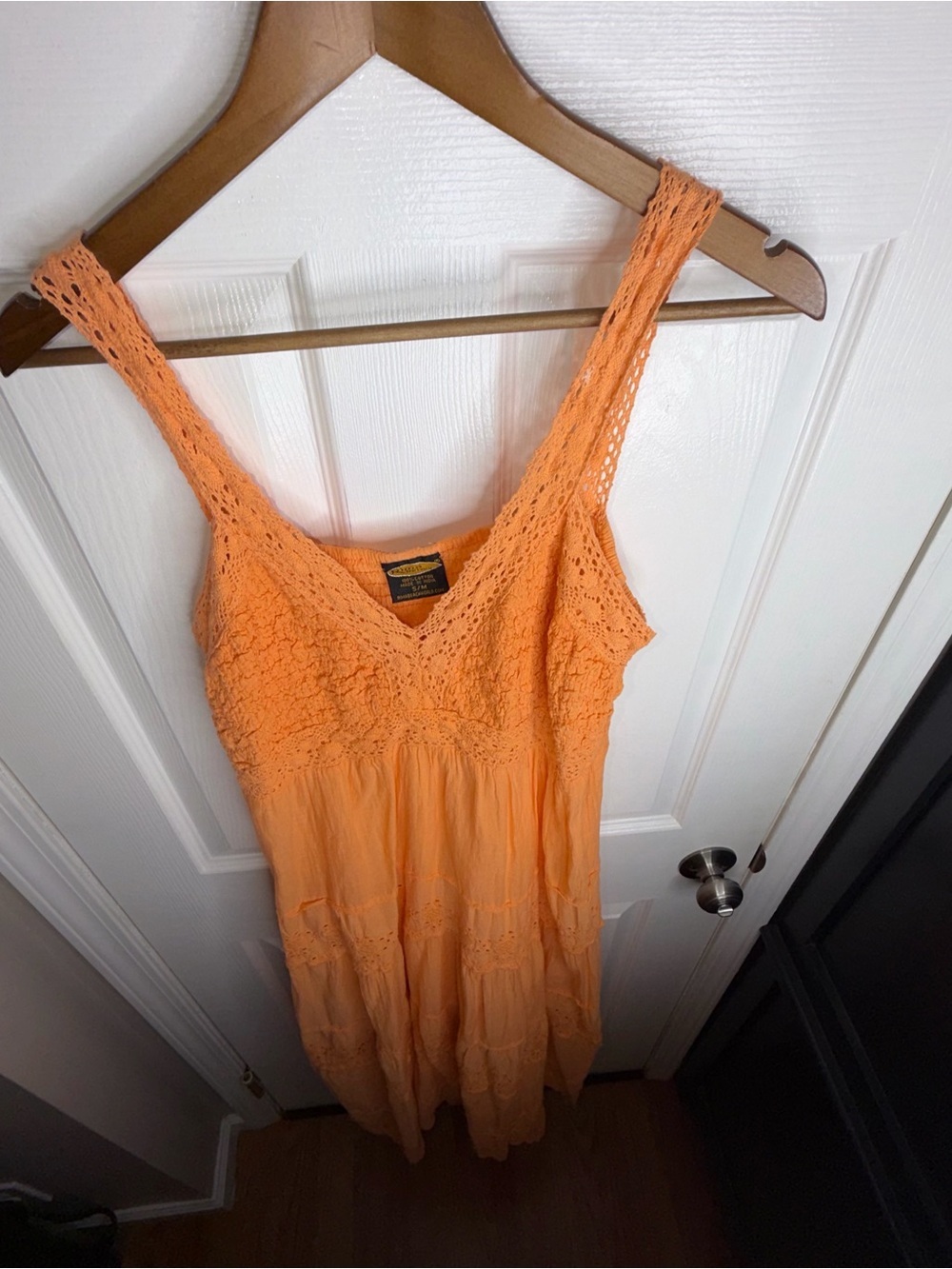 Rima Beachworld Womens S/M Maxi Dress Tiered Eyelet Crochet Orange Small - Picture 14 of 16